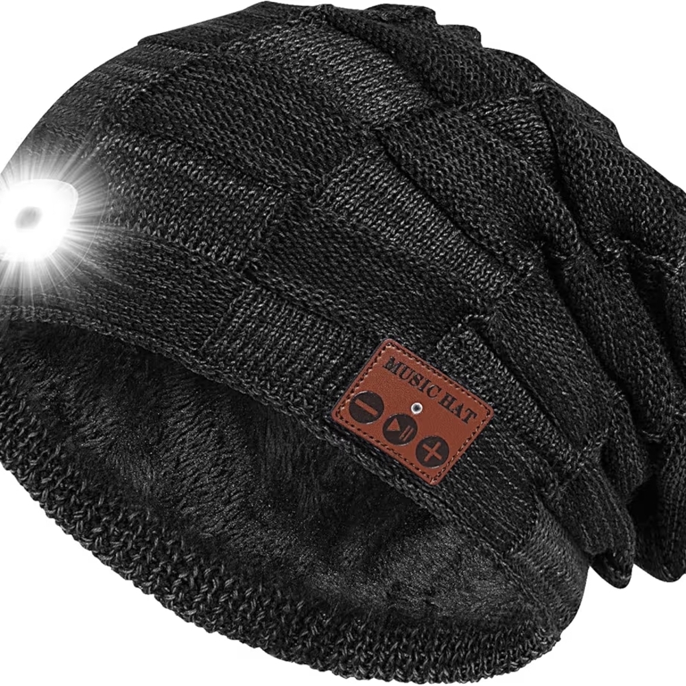 Bluetooth Beanie with Light for Men, Beanie with Light Unisex USB Rechargeable